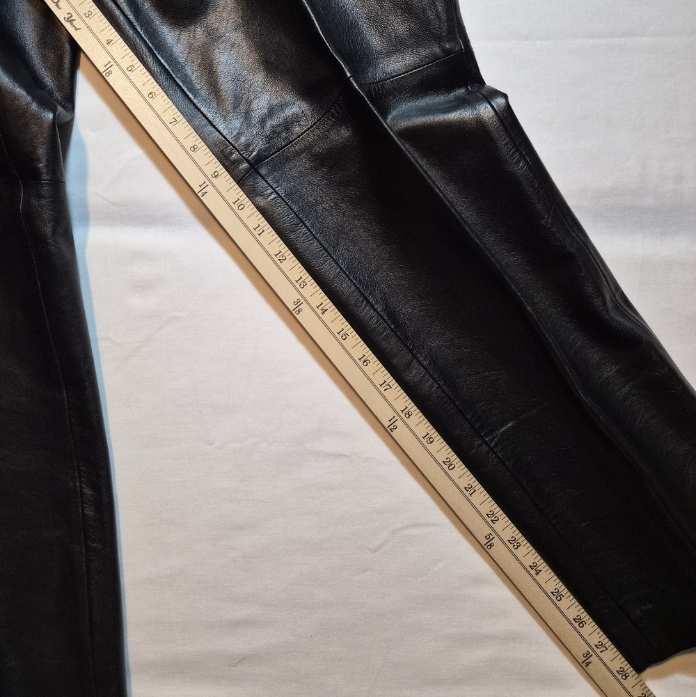 Dana Buchman 100% Lambskin Leather Pants - Black - Size 14 Petite - Picture 7 of 10